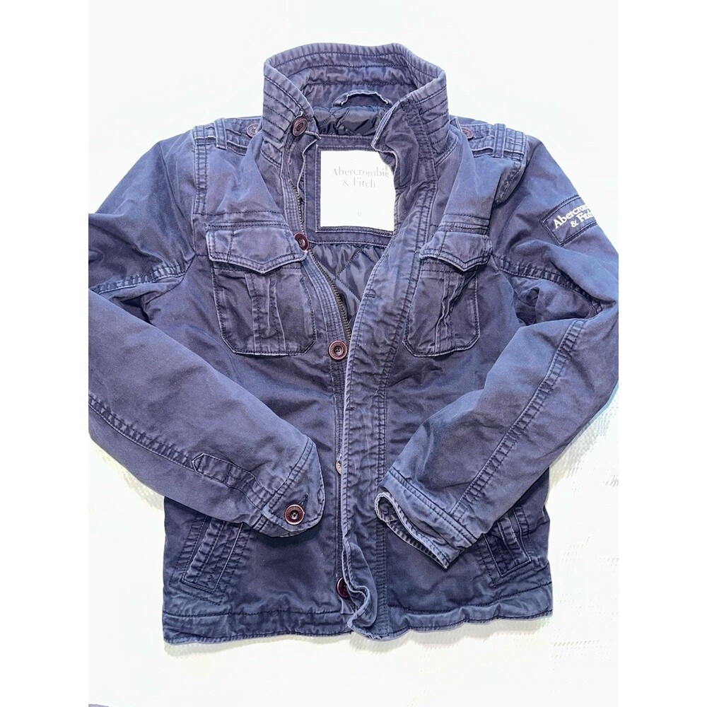 Vintage Abercrombie & Fitch Heritage Jacket Military Style Y2K Navy Mens M